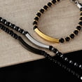 thumbnail image 3 of HOOUN Mens Women ID Bracelet Stainless Steel Black Agate Ball Beaded Chain Extended-gold, 3 of 6