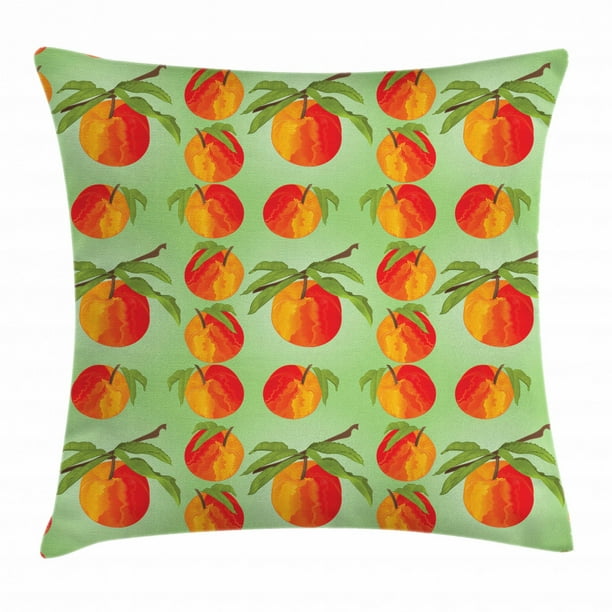 Peach Throw Pillow Cushion Cover, Botanical Organic Garden Delicacies