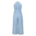 thumbnail image 4 of Riforla Women Casual Solid Neck Hanging Sleeveless Pleated Jumpsuit Backless Button Belt Rompers Women's Jumpsuit Light Blue XXL, 4 of 6