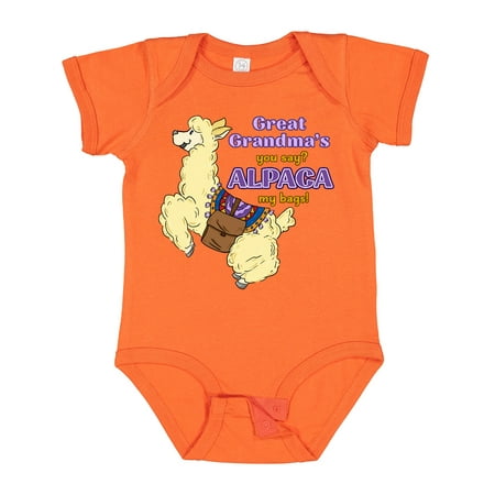

Inktastic Cute Jumping Alpaca-Great Grandma s You Say ALPACA My Bags! Gift Baby Boy or Baby Girl Bodysuit