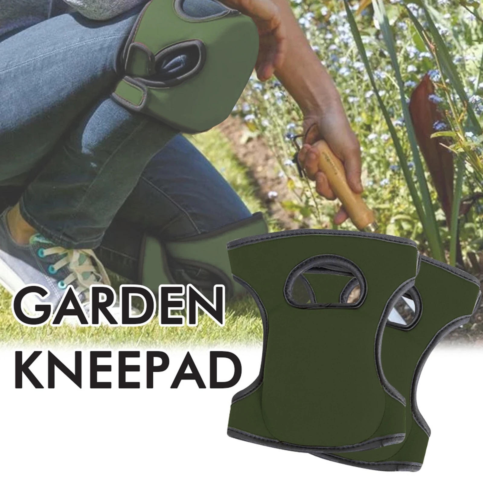 Pads Soft Ultra Thick Memory Foam Anti-slip Adjustable Knee Braces Kneepads for Gardener Cleaning Kneeling Scrubbing ,Expand size 48 * 21cm (Army Green)