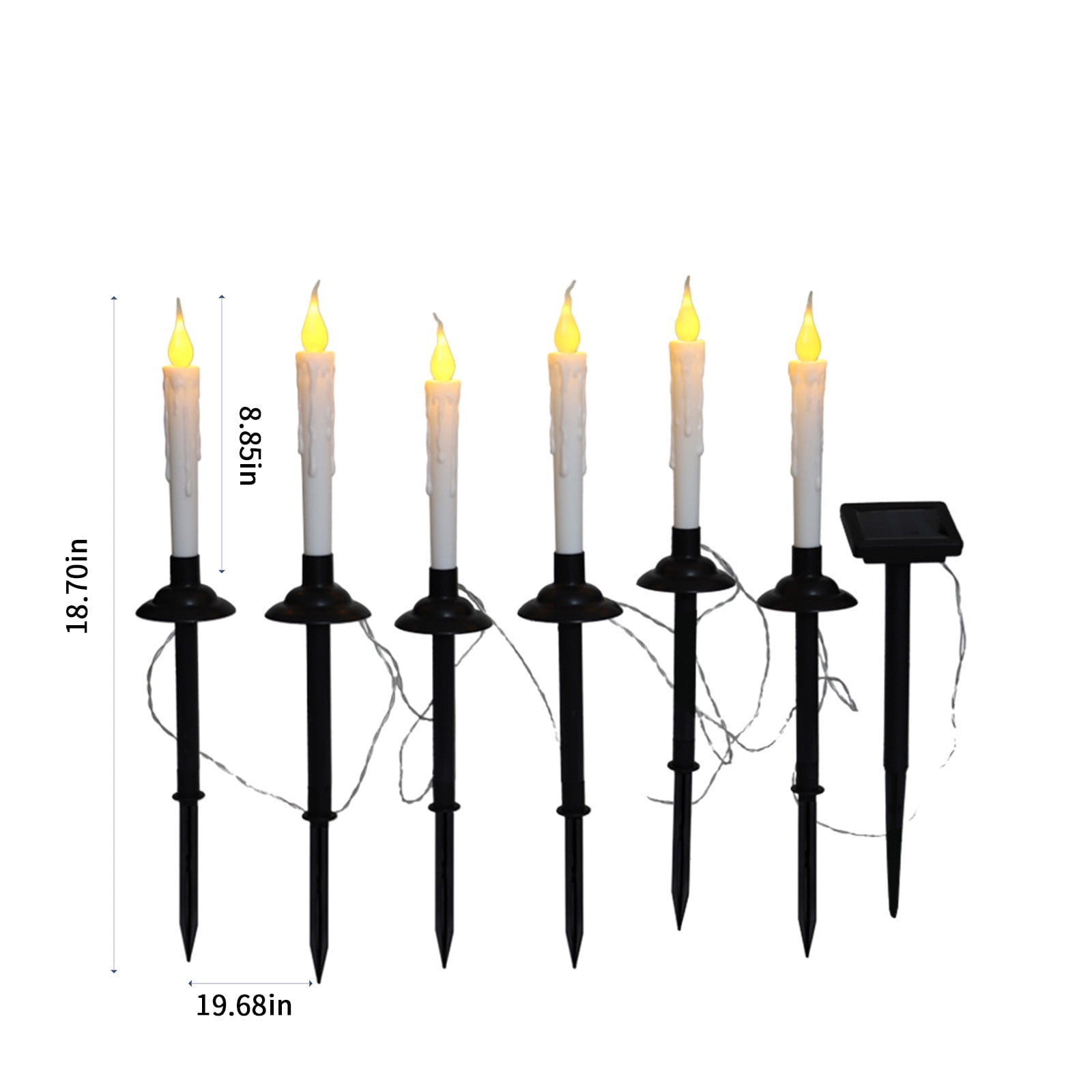 FEOLGEHLY 6 in 1 Halloween Decorations Outdoor Solar Candle Lights with Candlesticks Holders, Waterproof LED Ground Plug Garden Light with Dusk to Dawn Light Sensor for Indoor Outdoor Lawn Home Decor
