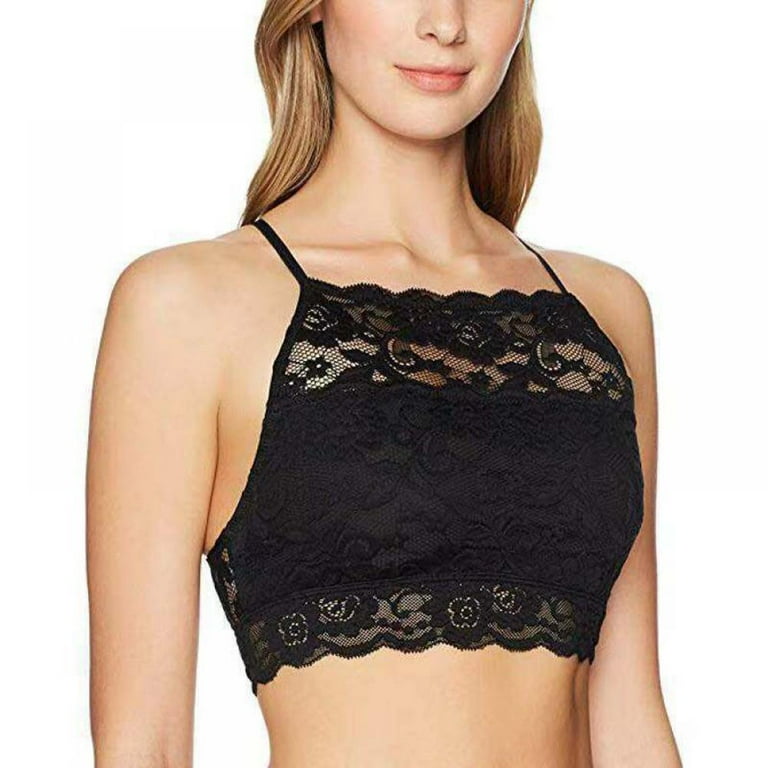 Exclare Women's High Neck Floral Lace Racerback Bralette Unpadded