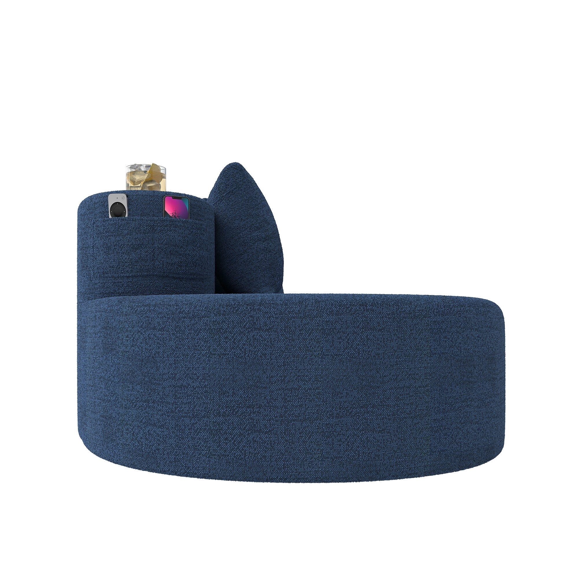 Sailvan Modern Curved Sectional 3 Seat Sofa,Minimalist Half Moon Modular Couch for Living Room,Office and Apartment,Soft Chenille Fabric Navy