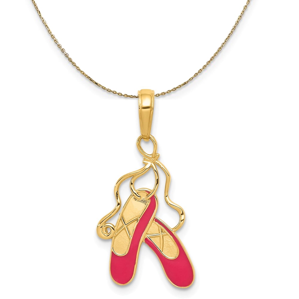 Black Bow Jewelry Company - 14k Yellow Gold and Enamel Pink Ballet ...