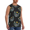 thumbnail image 2 of Fotbe Faces Of The Cat Men's Camiseta sin Mangas Estampada para Hombres, Playera Casual para Gimnasio, Entrenamiento, Playa-Large, 2 of 7