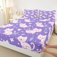 thumbnail image 5 of Manfei Cute Pet Bed Sheets, Cartoon Cat Butterfly Full Size Sheets, Purple Pink, 4pcs, 1 Flat Sheet, 1 Fitted Sheet and 2 Pillowcases, 5 of 6