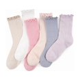 thumbnail image 1 of Chenchen 6 Pairs Ruffle Socks for Women，Frilly Socks Women，Solid Color Cute Ankle Lettuce Edge Soft Crew Socks, 1 of 1