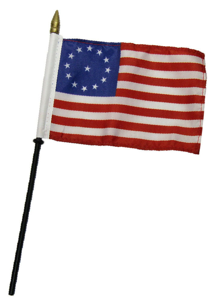 36 Star USA Linear American 4"x6" Flag Desk Set Table Wooden Stick Staff 
