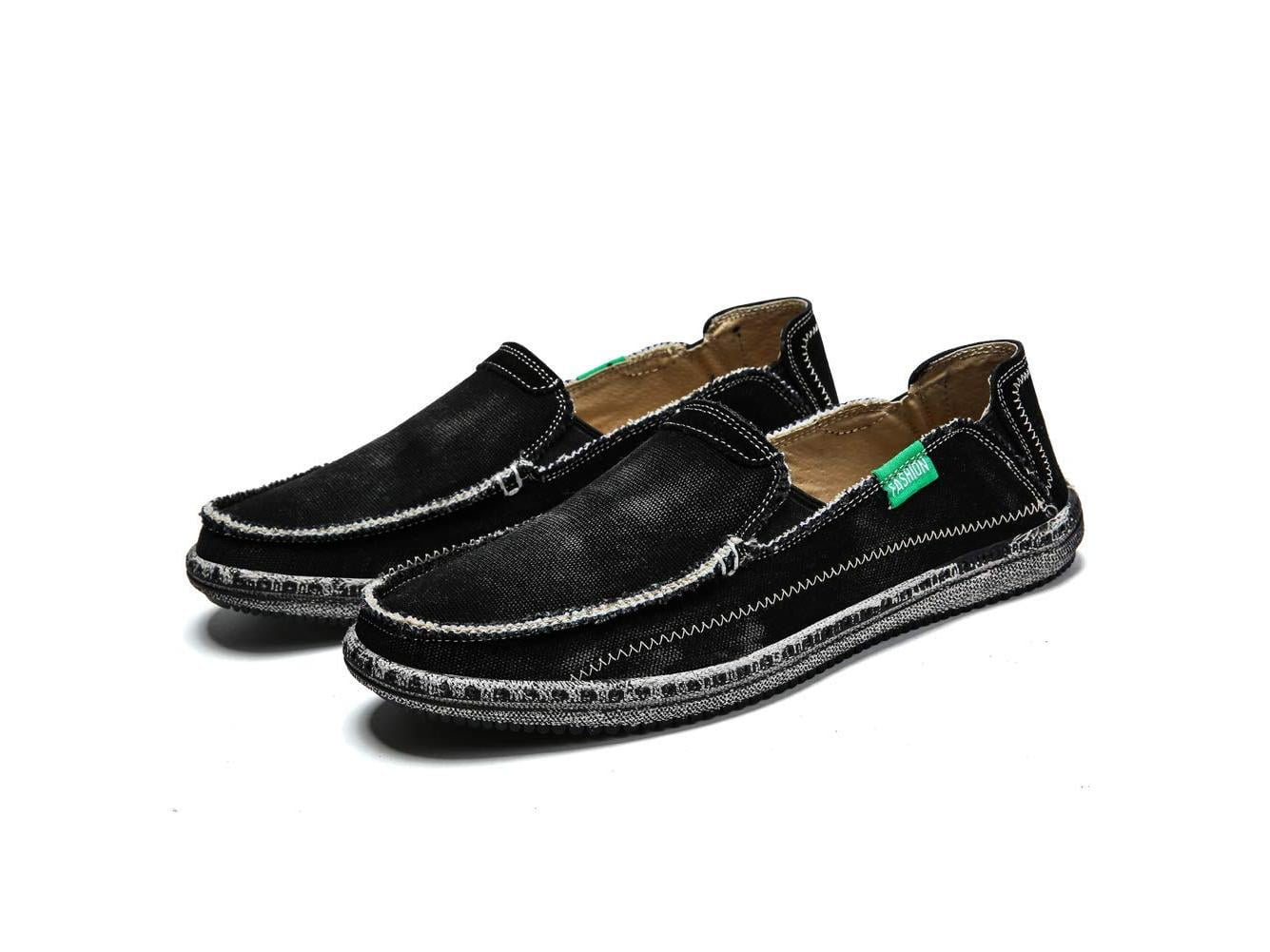 mens canvas slip on boat shoes