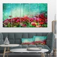 thumbnail image 1 of Little Red and Pink Flowers on Blue - Floral Canvas Art Print, 1 of 4