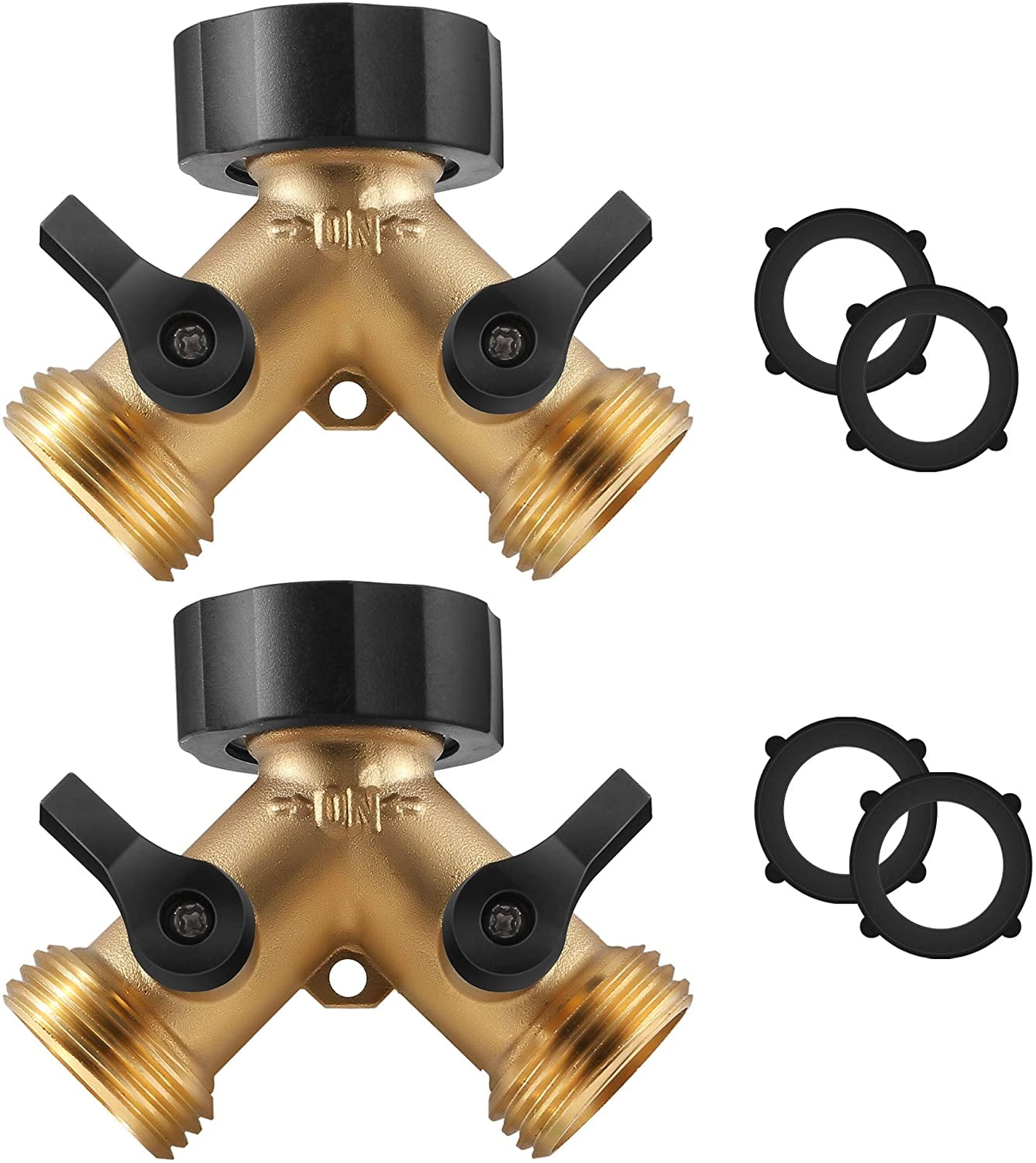 KING DO WAY 3/4 Brass 2 WAY Double Outside Tap Adaptor Garden Irrigation Hose Connectors
