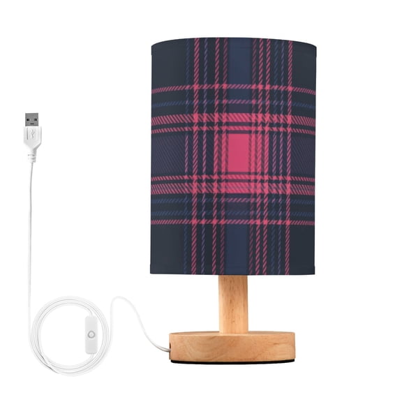 Blue Red Tartan Plaids Table Lamp with USB Port LED Warm Light Lamp Night Light Home Decor