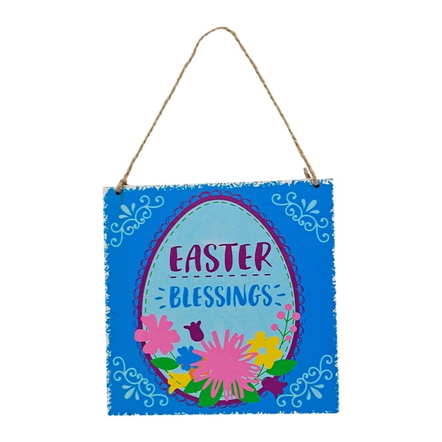LSLJS Easter Wooden Hanging Sign Easter Bunny Rabbit Welcome Sign Door Decorations Easter Wooden Crafts Gifts