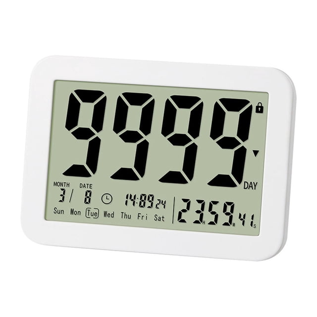 Inteprter White 9999 Days Count Down Timer Screen LCD Clock Function Lock Key Use Easy Decoración del hogar