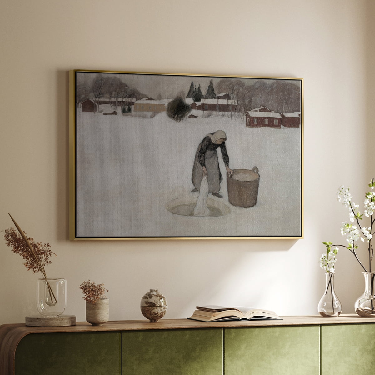Vintage Landscape-CCCXCIX By Wexford Home Framed in Gold Wood Gallery Wrapped Canvas 27 in. x 41 in.