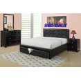 thumbnail image 3 of Modern Classic Black Full Size Bed Underbed Storage Darwers Wooden Tufted Upholstered Faux Leather 1pc Bedframe Bedroom, 3 of 6