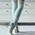 thumbnail image 5 of Oyedens Over The Knee Boots for Women Fashion Denim Ripped Peep Toe Stiletto High Heels Thigh High Boots, 5 of 7