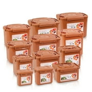 E-Jen Premium Kimchi, Sauerkraut Probiotic Fermentation Container with Inner Vacuum Lid (Earthenware Brown, 3.1 gal/ 12L)