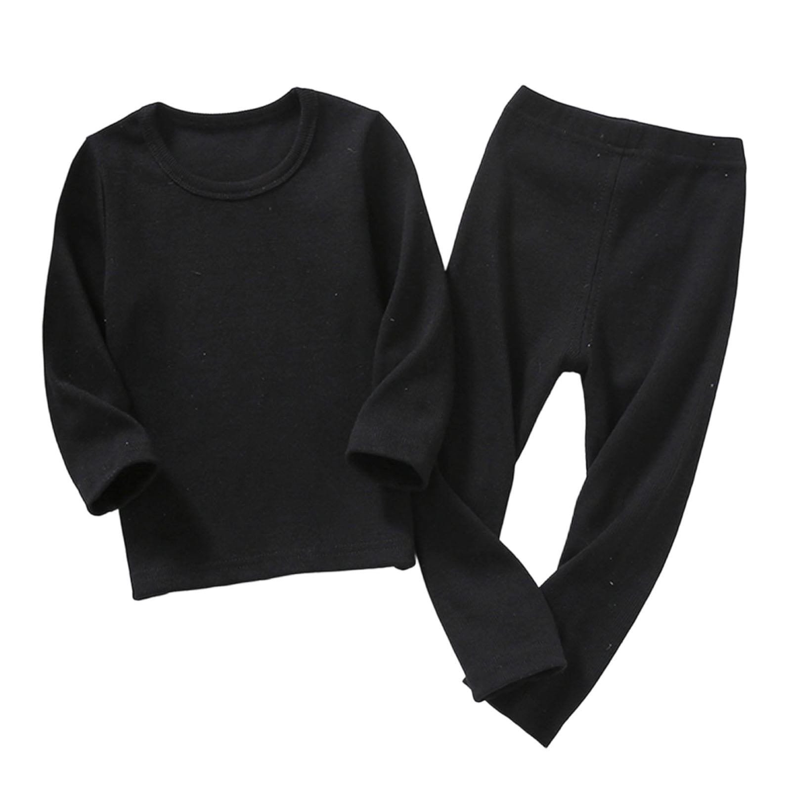 Mnyotv Kids Ribbed Thermal Underwear Set Long Sleeve Crewneck Shirts Tops and Pants Base Layer Clothes Size 5-6 Years