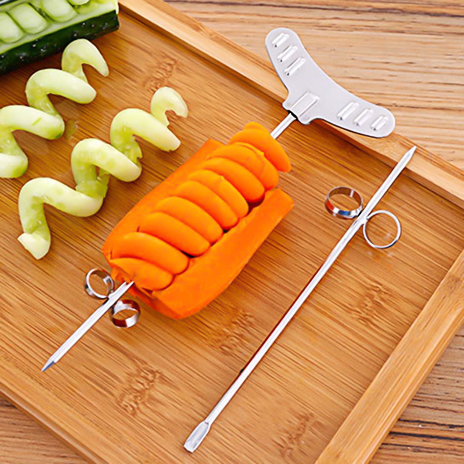 Tarmeek Spiral Potato slicer, Tornado Curly Fry Cutter with Stainless Steel  scewers, Manual Spiral Cucumbers Carrots DIY BBQ Slicer with Reusable  Stick,Kitchen Sli-cer,Kitchen Utensils 