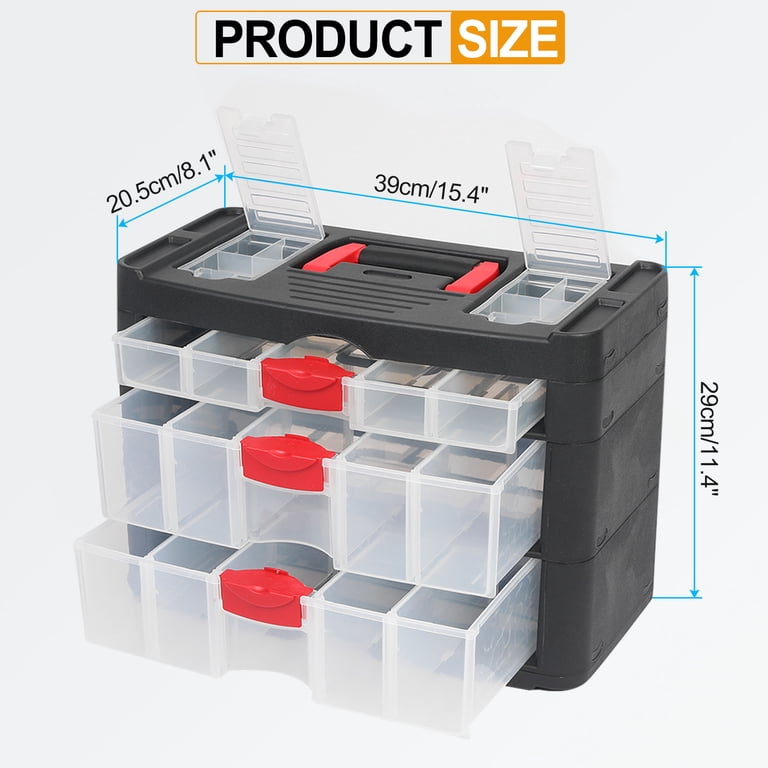 Kichvoe Portable Small Tool Organizer Box – Plastic Screw Storage Case With Compartments, 8.8 X 6.1 X 2.2 Inch, For Nails, Bolts, Nuts