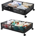 thumbnail image 1 of V-LAFUYLIFE 2 Pack Rangement sous le Lit avec Roues, Conteneurs de Rangement sous le Lit Pliables en Métal (Noir), 1 of 8