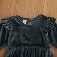 thumbnail image 3 of Toddler Baby Girls Solid Velvet Long Sleeve Romper Bodysuit High Waisted Jumpsuit, 3 of 6