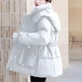 thumbnail image 6 of ZRGHAOYLQ Winter Coats for Women Plus Size Quilted Puffer Down Fleece Warm Thicken Hooded Parka Jacket Pocket Zip Padded Outerwear Full Zip Solid Down Jackets, 6 of 7