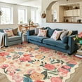 thumbnail image 3 of WIPONKEN 5x7 Floral Area Rugs Machine Washable Non-Slip Botanical Rug for Living Room Bedroom, Modern Farmhouse Floor Mat with Vintage Flowers Pattern, Home Decor Indoor Low Pile, 3 of 10