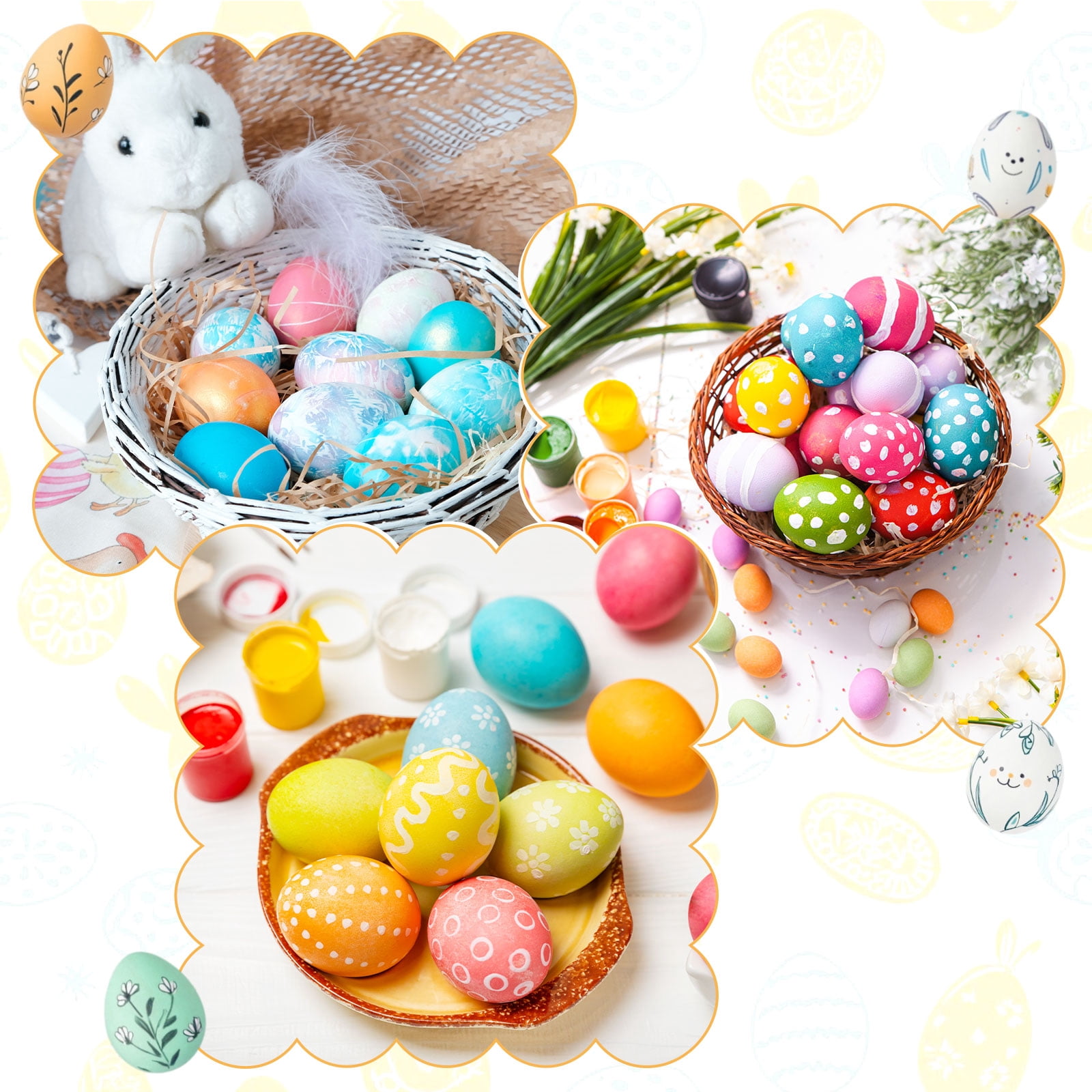 Uxcell 16-Pack Wooden Fake Eggs, 2.4 Inch Quality Wooden Easter Eggs DIY Painting Solid Egg for DIY [White]