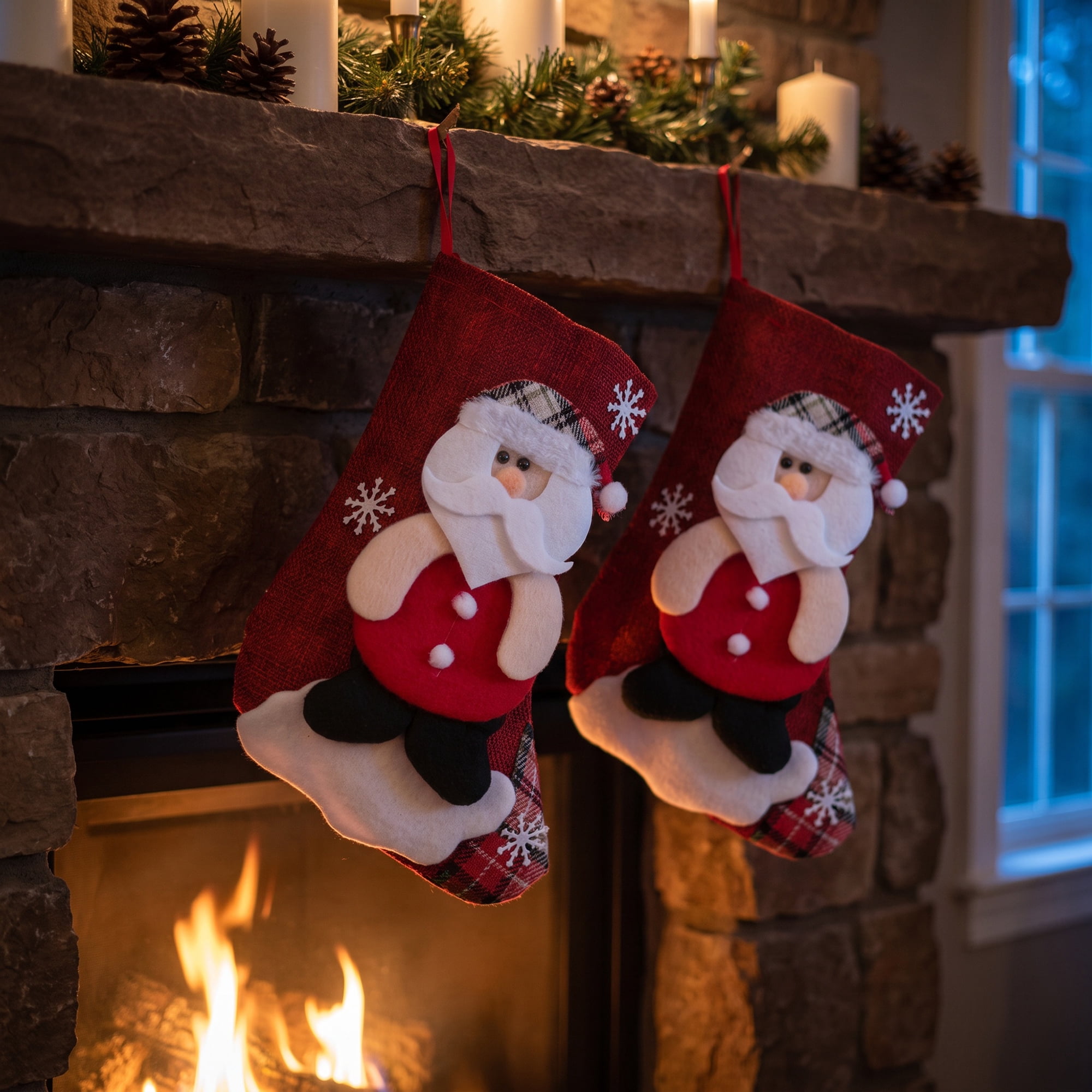 Unique Bargains Novelty Cartoon Christmas Stockings Assorted Garland Accents Old Man 8"