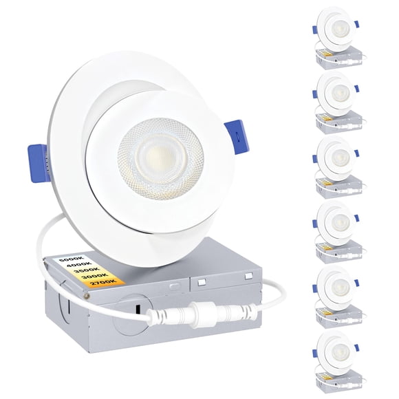 Ensenior 6 Pack Lumière Encastrée Led de 4 Pouces avec Boîte de Jonction, Éclairage Directionnel à 90° Réglable, Dimmable, 270