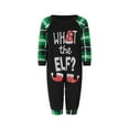 thumbnail image 2 of Family Matching Christmas Pajamas, Elf Letter Print Long-Sleeved Tops + Plaid Pattern Trousers Glow at Night Sleepwear, 2 of 9