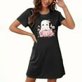 thumbnail image 5 of Sakmal Nightgowns for Women Cute Halloween Sleep Dress Black Ghost and Pumpkin Print Short Sleeve Nightgowns, 5 of 5