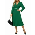thumbnail image 3 of Women'S Long Sleeve Flared A Line Dress Wedding Guest Casual Semi Formal Office Lady Dresses with Belt Green M, 3 of 9