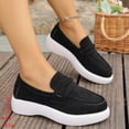 thumbnail image 4 of Womens Platform Loafers Slip On Shoes Comfortable Walking Flats Black Chunky Sole Breathable for Work & Casual,Size 6, 4 of 9