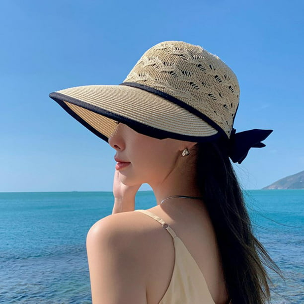 Travel Hat Men Fashion Casual Beach Holiday Sun Bow Straw Hat Sun Hat Women  Beach Hats for Summer