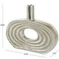 thumbnail image 3 of DecMode 10" Geometric Circular Silver Aluminum Metal Vase with Linear Etchings, 3 of 10