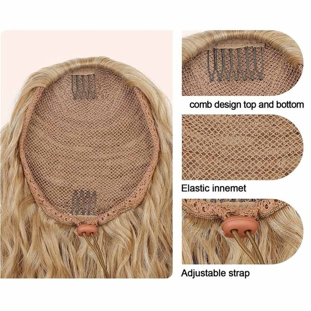 27T613 Blonde Curly Drawstring Ponytail Extension 36 Inch Long Multi Layered Synthetic Ponytail Hair Piece