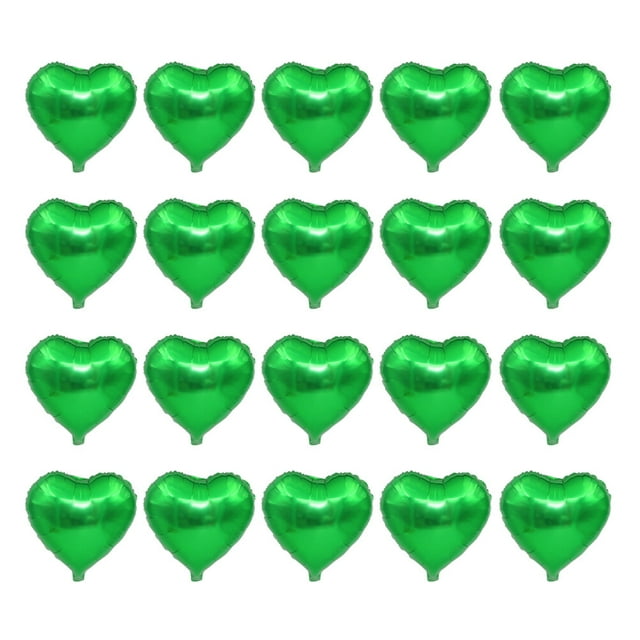 Ballon en Forme de Cœur Film d'Aluminium Vert pour Mariages 20 Pcs 18 Po