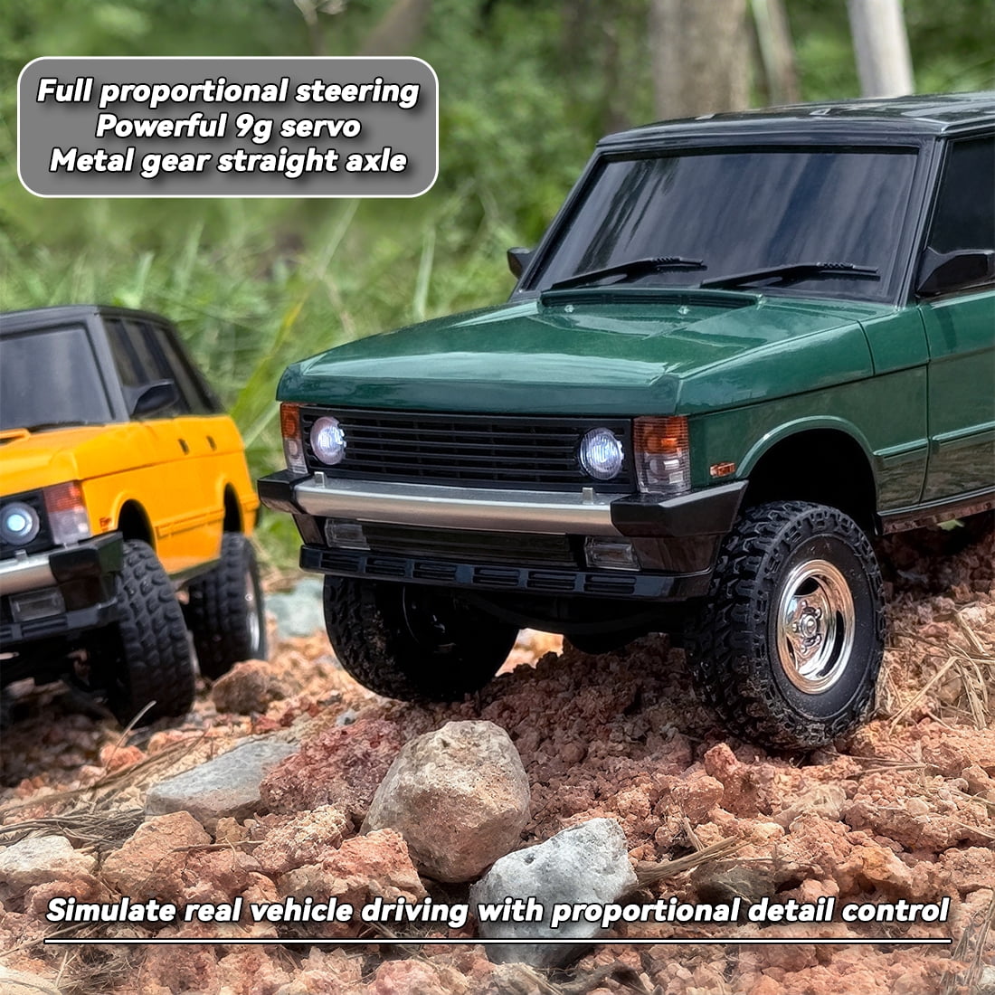 Off-Road RC Car, 1/18 Scale 2.4G 3CH 4WD RC Crawler Car with Flip-up Headlights, RTR Hobby Grade Collectible Model Gift for Adults & Hobbyists