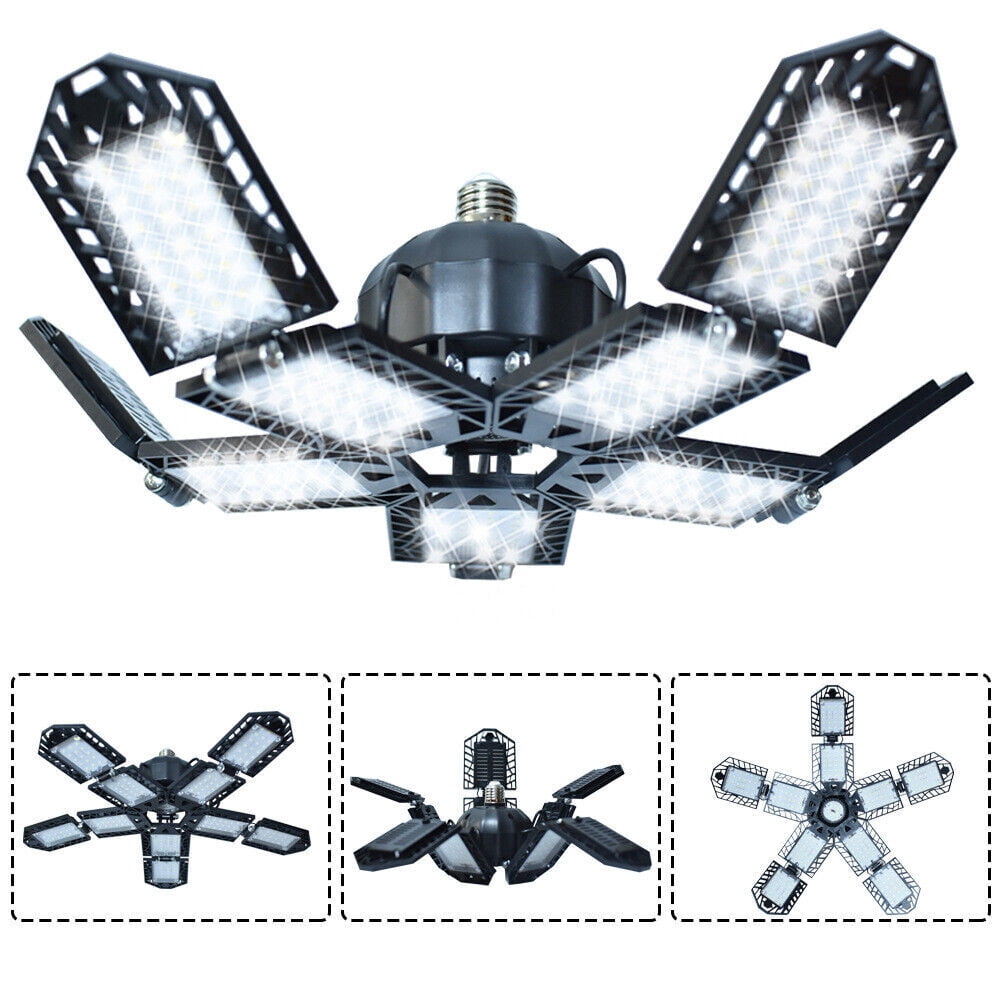 MDHAND 300W LED Garage Light, 30000LM Super Bright, Foldable 5 Adjustable Panels, E26 Base, for Basement Warehouse Shop