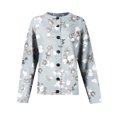 thumbnail image 5 of Women's Sweater Cute Fun Printing Sweater Fall And Winter Long Sleeve Knitted Sweater for Fall Winter Floral Patterns,Light Gray,L, 5 of 7