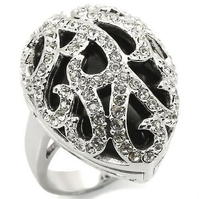 Bague en Laiton Rhodié avec Agate Semi-Précieuse en Jet pour Femmes Jet Style de Couleur Pierre LOA943 Taille 6