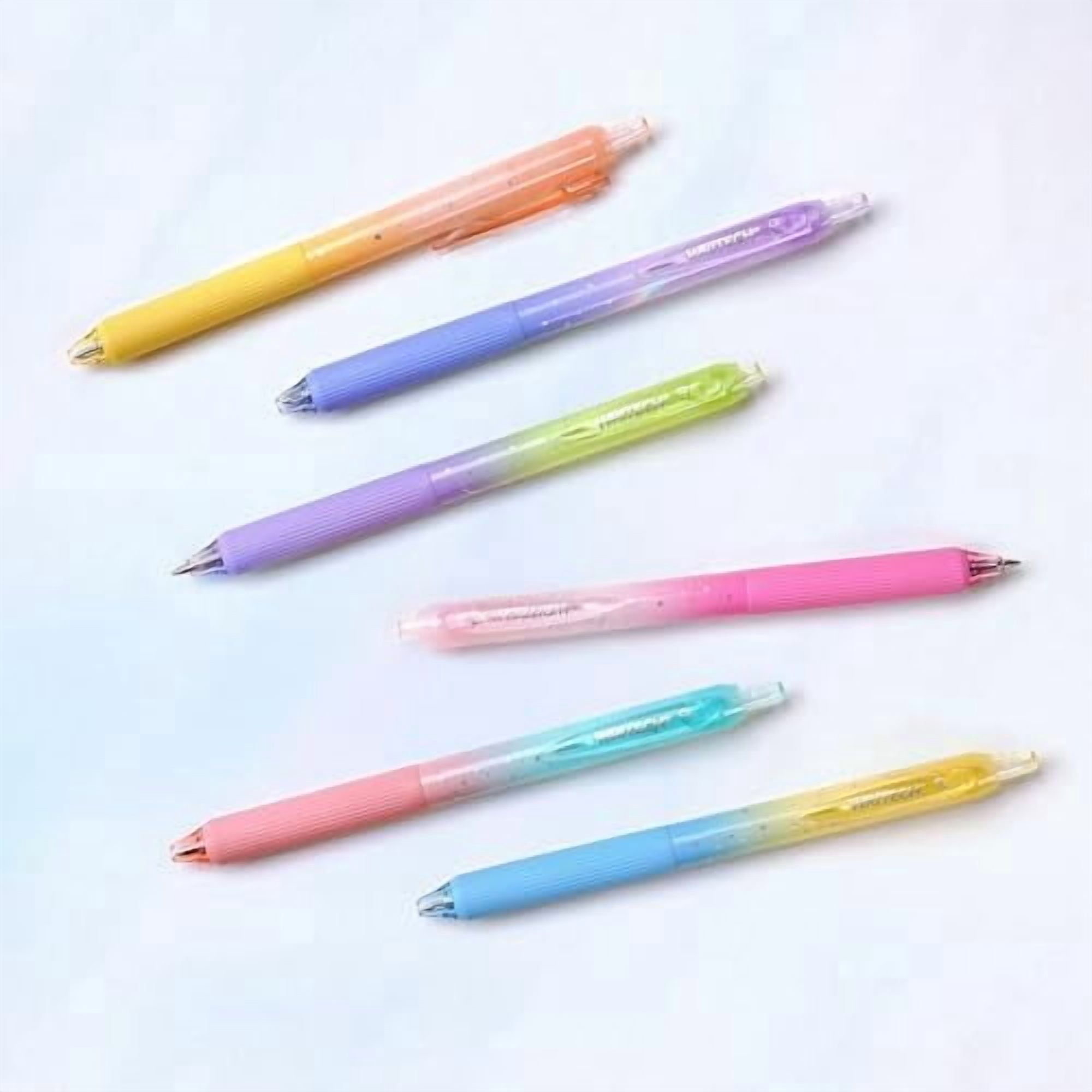 Gel Pens Fine Point: Nebula Pen Set 0.7mm Black Ink Retractable 6ct Smooth Writing with Aesthetic Gradient Color Barrel for Journaling Note Taking Silent Click No Smear