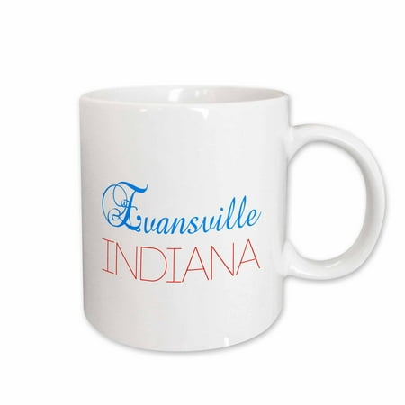 3dRose Evansville, Indiana blue, red text. Patriotic home town design - Two Tone Red Mug,