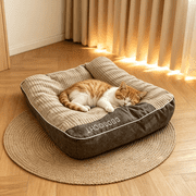BOFNL Orthopedic Dog Beds for Small Dogs , Flat Mat Pet Bed with Thick Pillow Top, Machine Washable, Non-Slip Bottom, Size 24"x18"x7", Gray