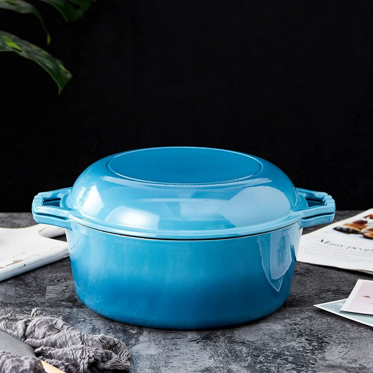 Bruntmor Enameled 2-in-1 Double Dutch Oven and Domed Skillet Lid