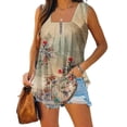 thumbnail image 2 of ZQGJB Summer Tank Tops for Women Loose Fit Pleated Square Neck Sleeveless Tops Cute Plain Tees Loose Fit Curved Hem Flowy Tunic Blouse Z02-Khaki#02 XL, 2 of 5
